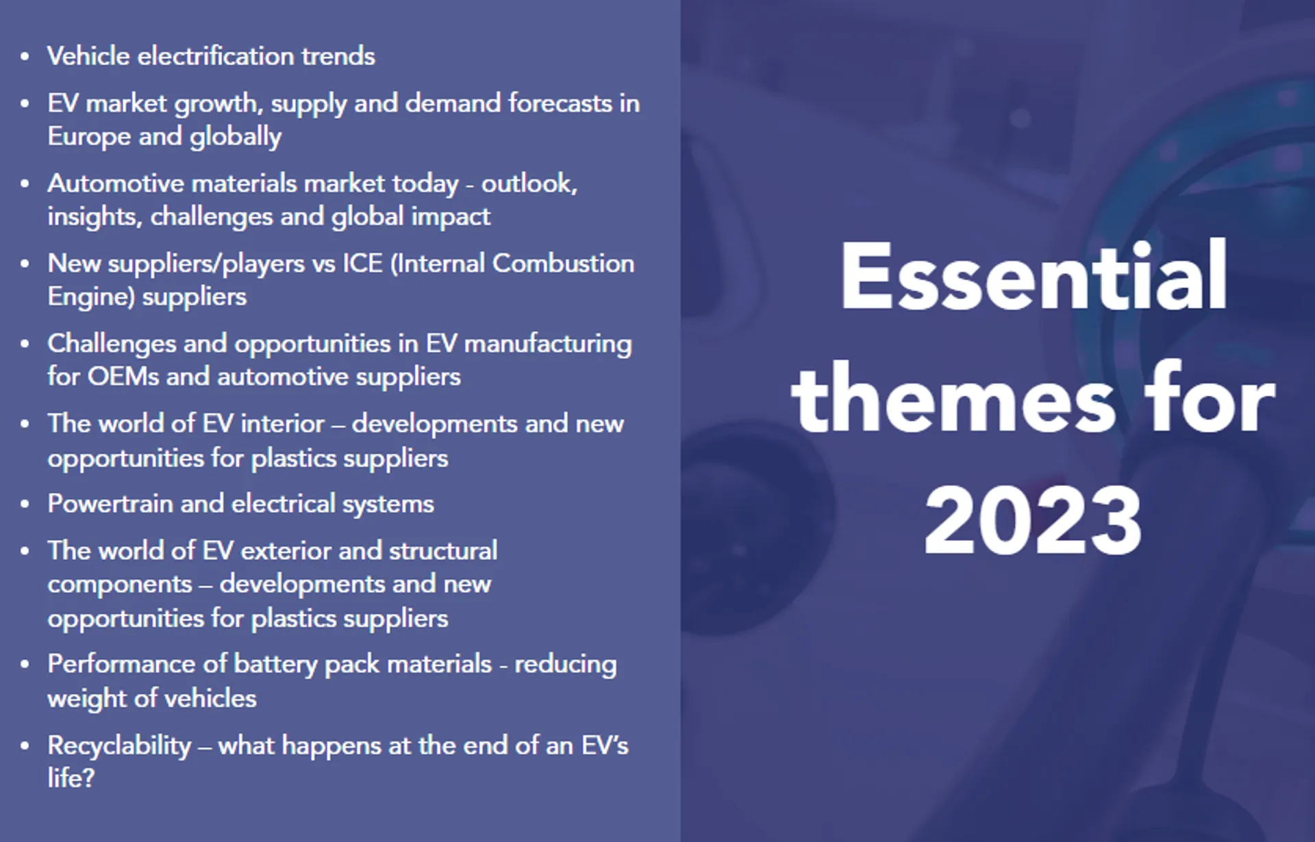 PLASTICS IN ELECTRIC VEHICLES EUROPE 2025