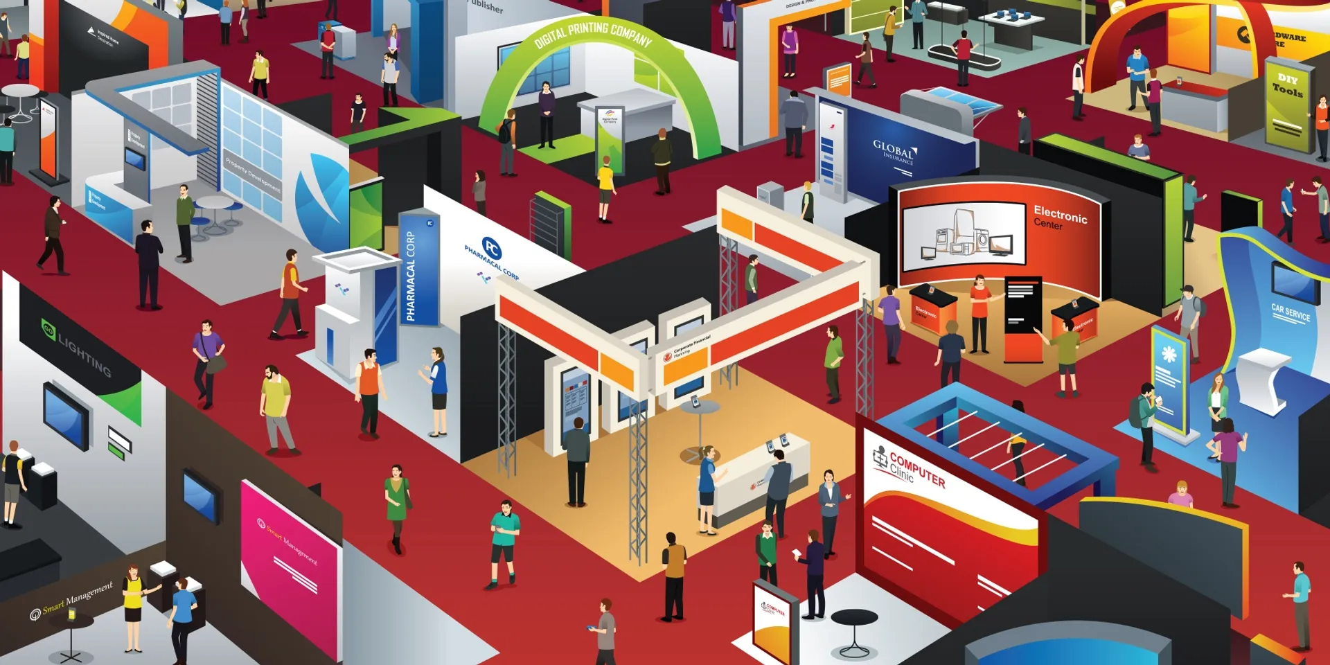 Illustration of a trade show