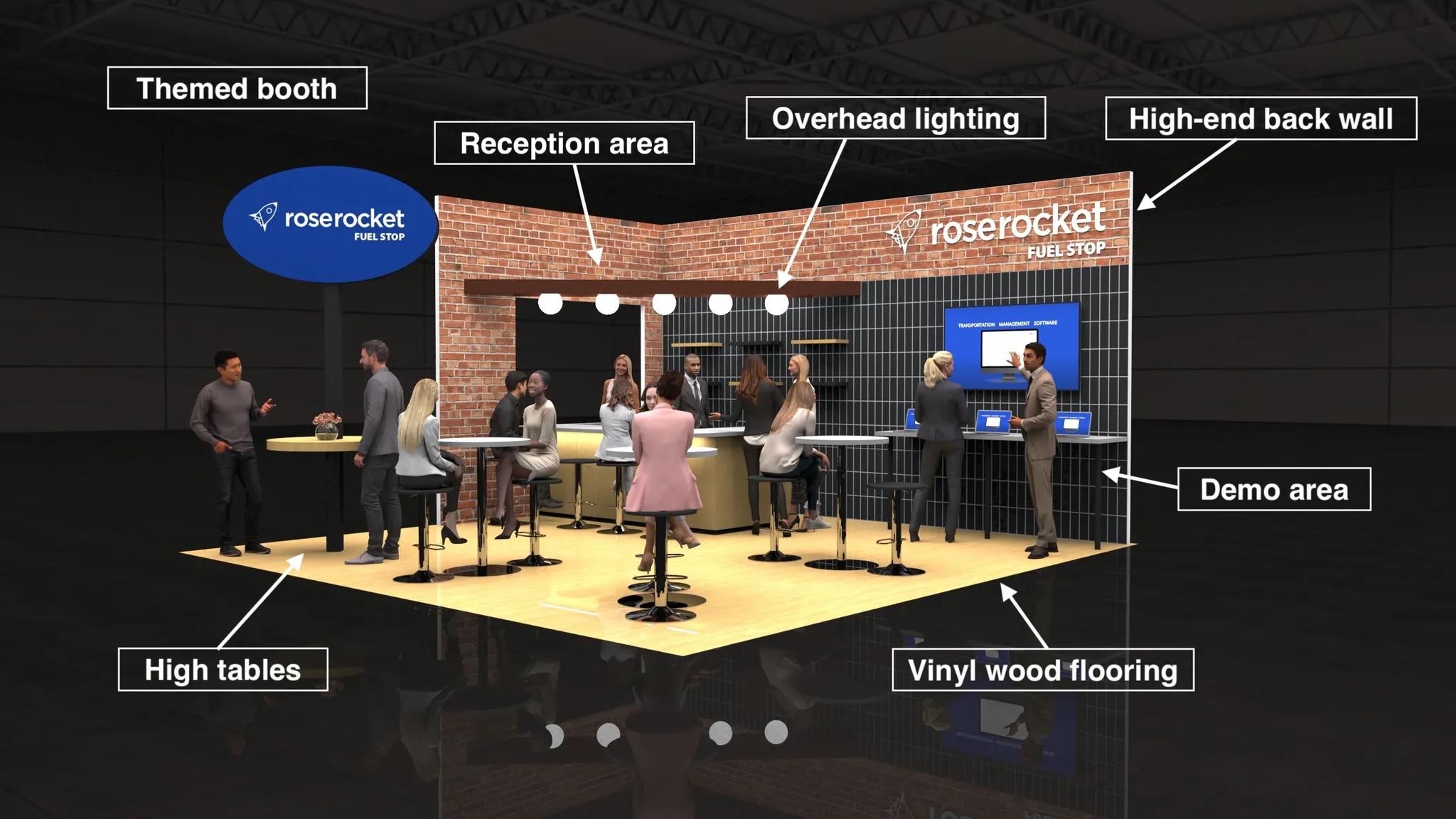 20x20 booth design inspiration