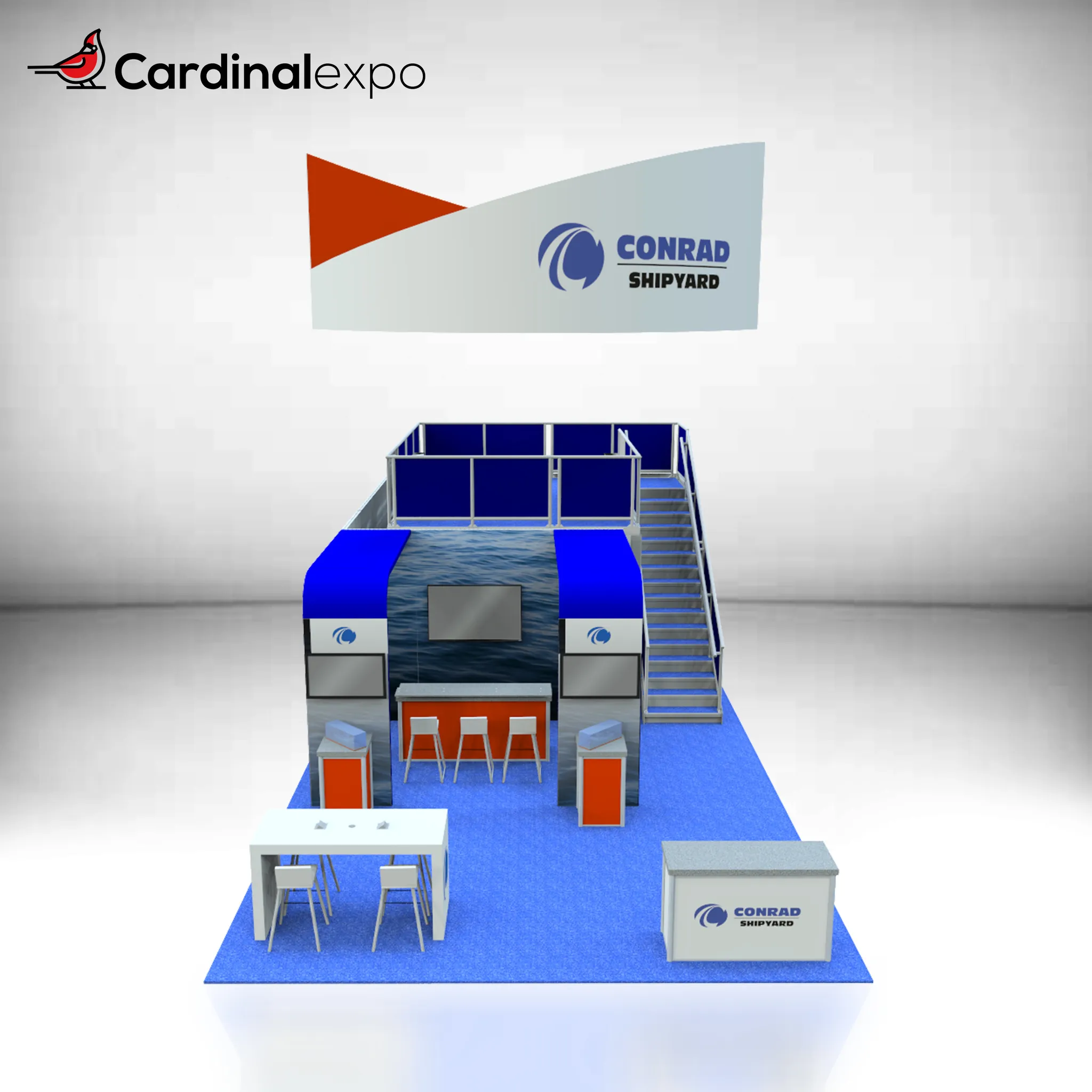 20x30 Island booth design by Cardinal Expo