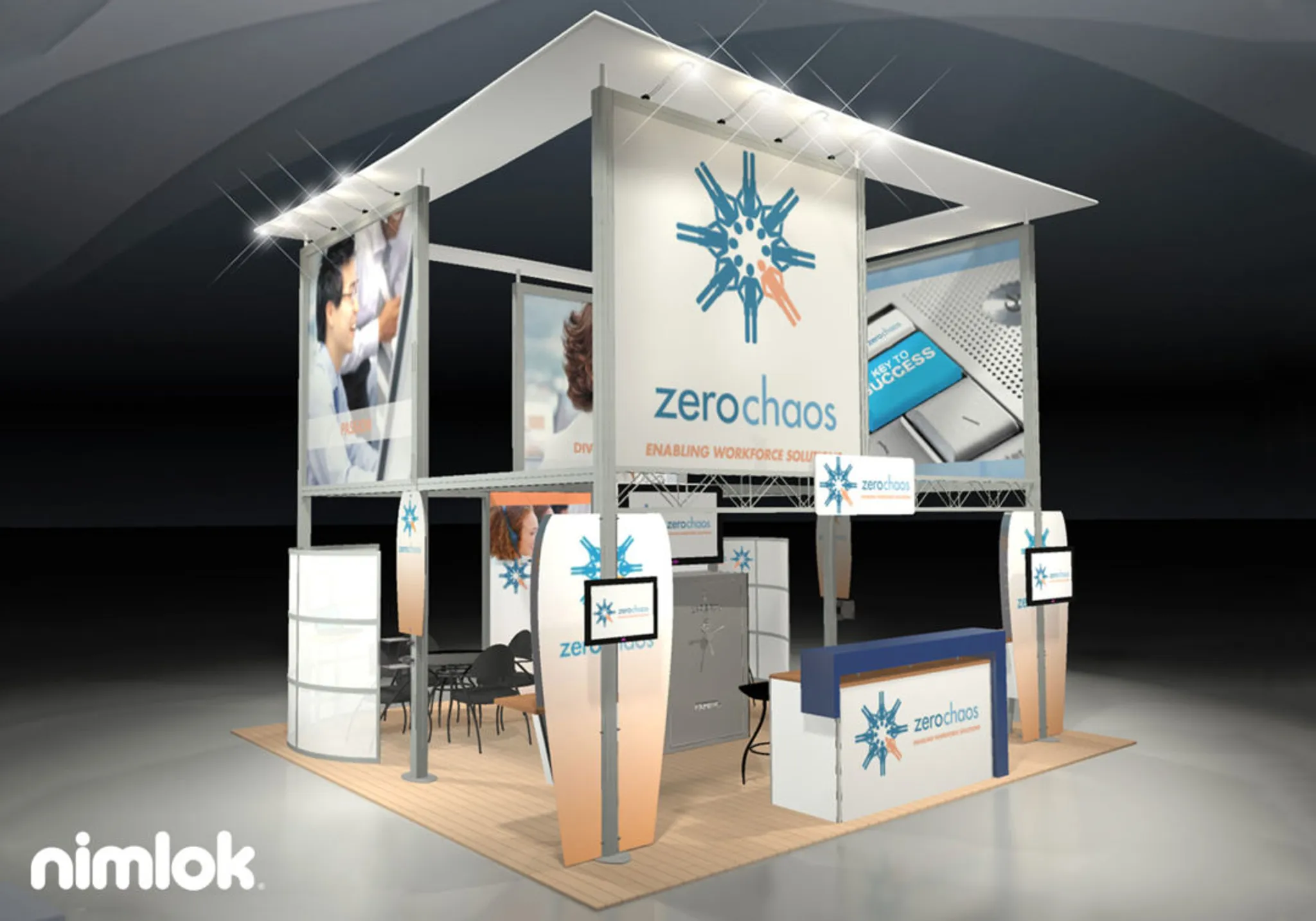 20x20 Îlot booth design by Carolina Trade Show Exhibits