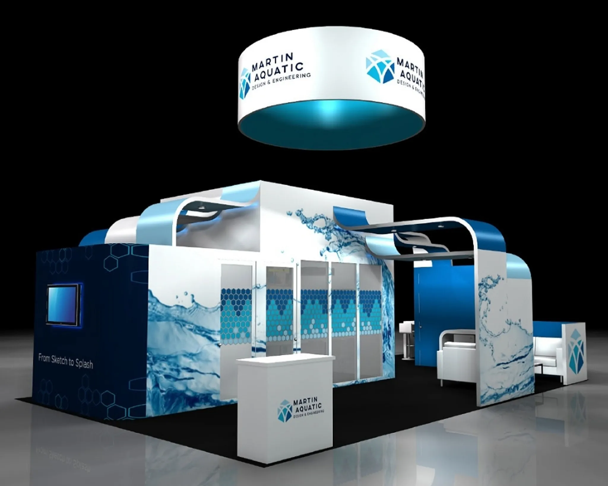 20x20 Island booth design by Local Exhibits