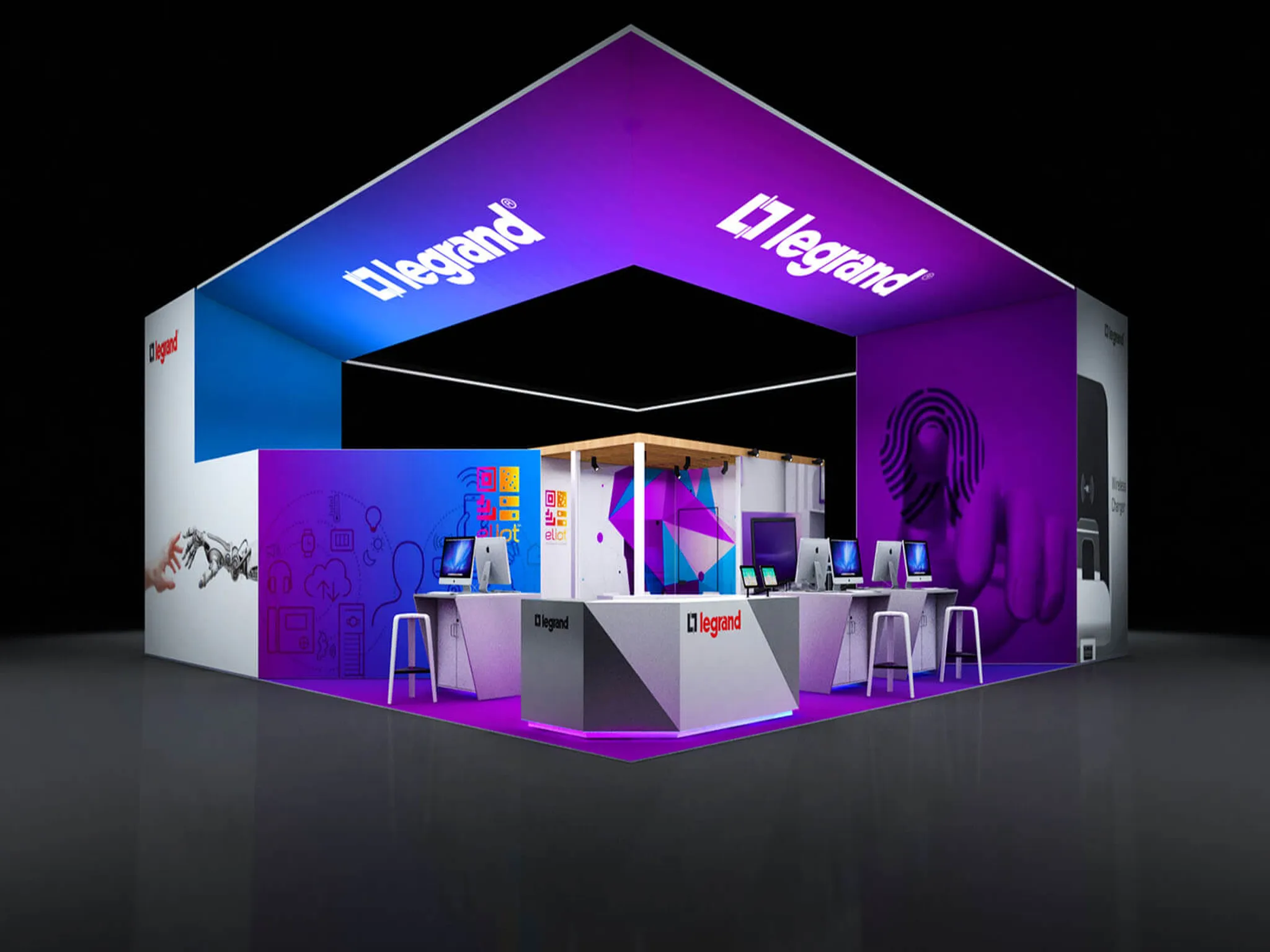 40x40 Inselstand booth design by Sensations Exhibits