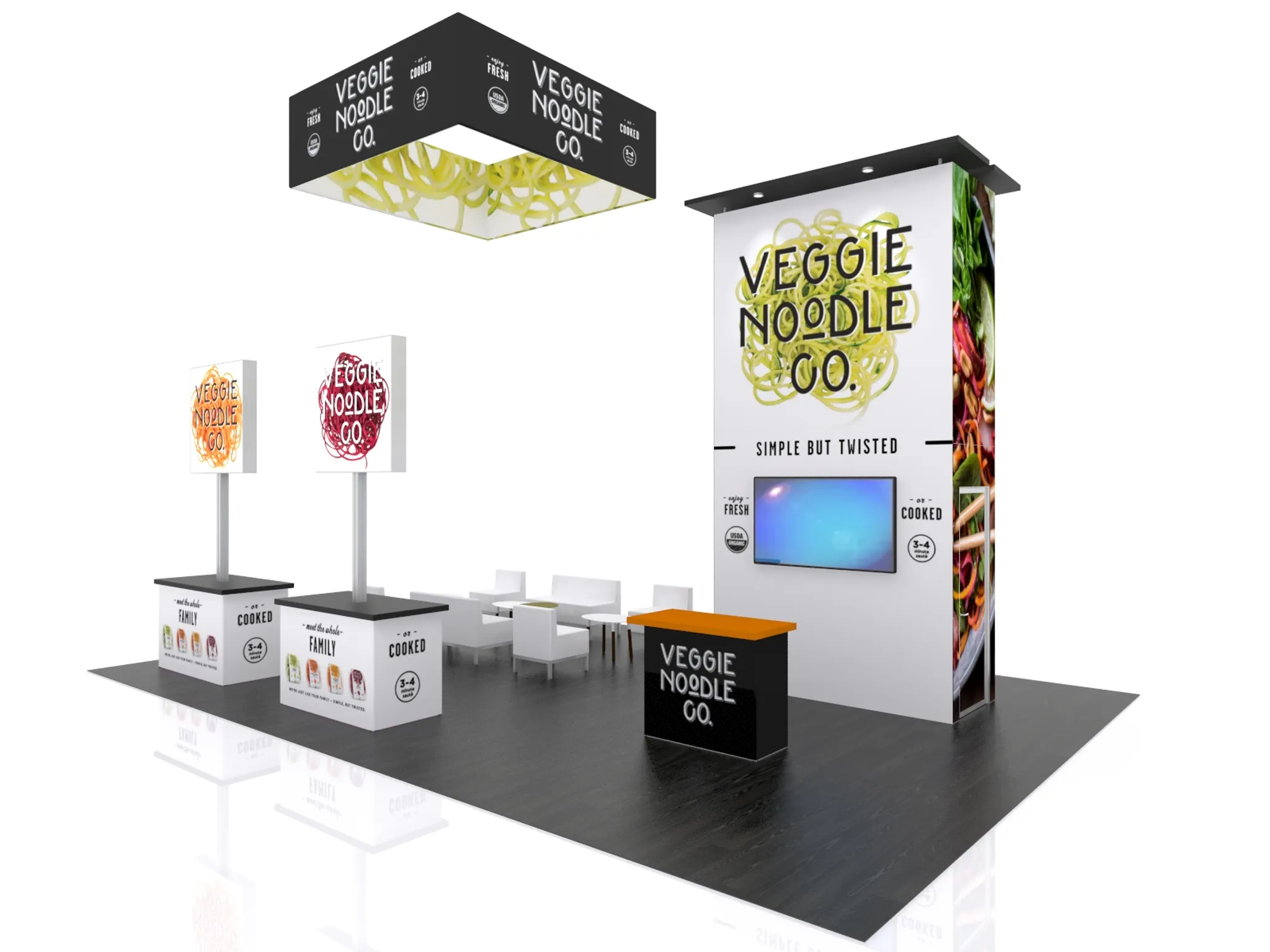 20x30 Inselstand booth design by Synergy Design Group
