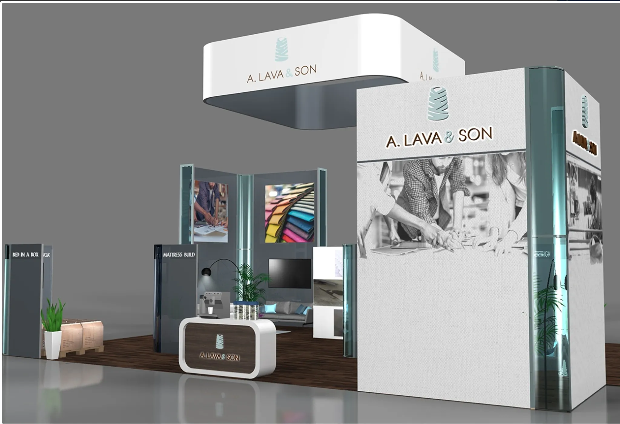 30x40 Inselstand booth design by The Trade Show Network