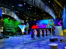 100x100 Island booth design by BTW Exhibits