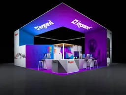 40x40 Inselstand booth design by Sensations Exhibits