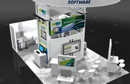 20x30 Inselstand booth design by Structure Exhibits